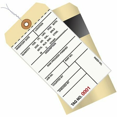 BSC PREFERRED 6 1/4 x 3 1/8'' - 0500-0999 Inventory Tags 2 Part Carbon Style #8 - Pre-Wired, 500PK S-7224PW